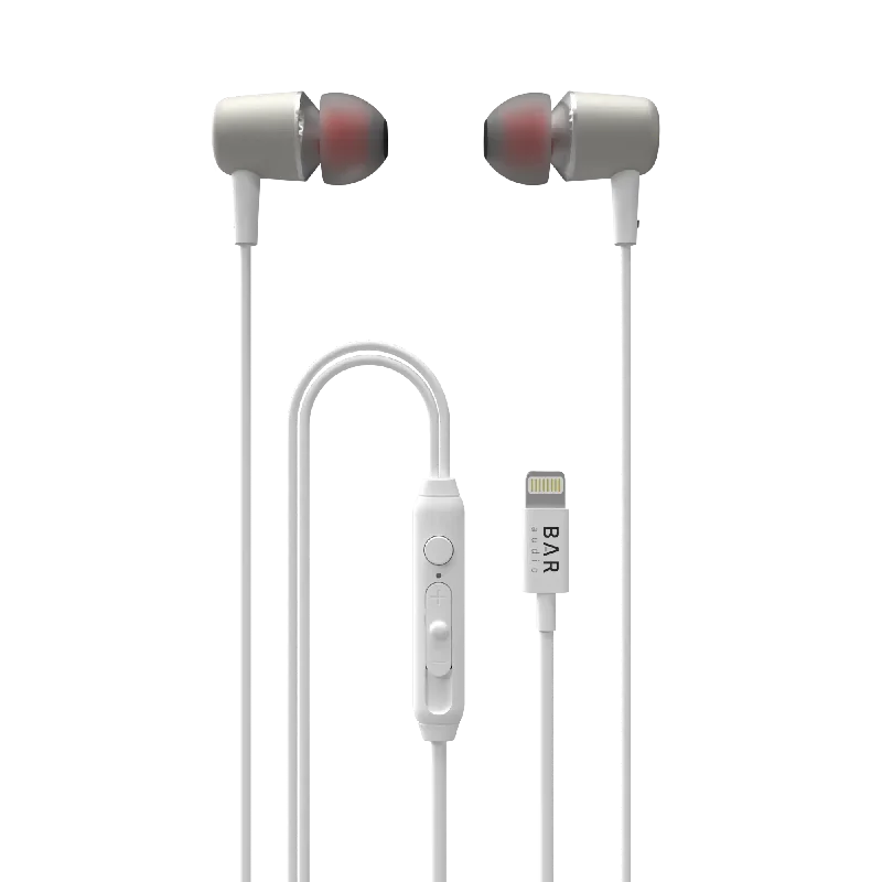 In-Ear Wired EarBuds with Lightning Connector (White) | Bar Audio by cellhelmet