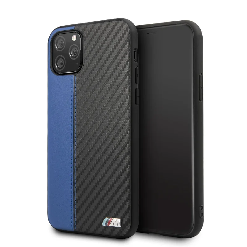 iPhone 11 Pro - PU Leather Blue Carbon Effect M Collection - BMW