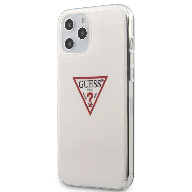 iPhone 11 Pro Max - Hard Case White Shiny Red Triangle Logo - Guess