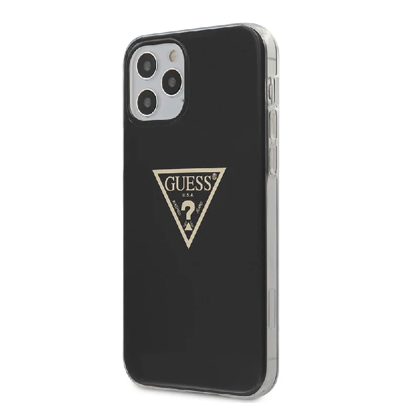 iPhone 11 Pro Max - Hard Case Black Gold Stamp Logo - Guess