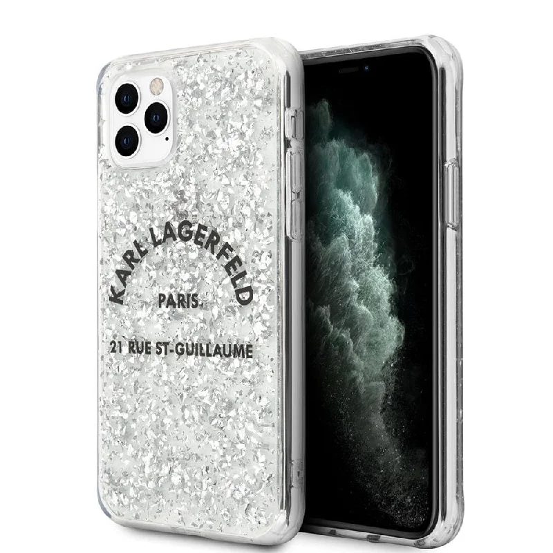 iPhone 11 Pro - Hard Case Silver Glitter Flakes Rsg Logo - Karl Lagerfeld