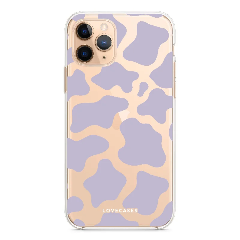 Pastel Purple Cow Print Phone Case