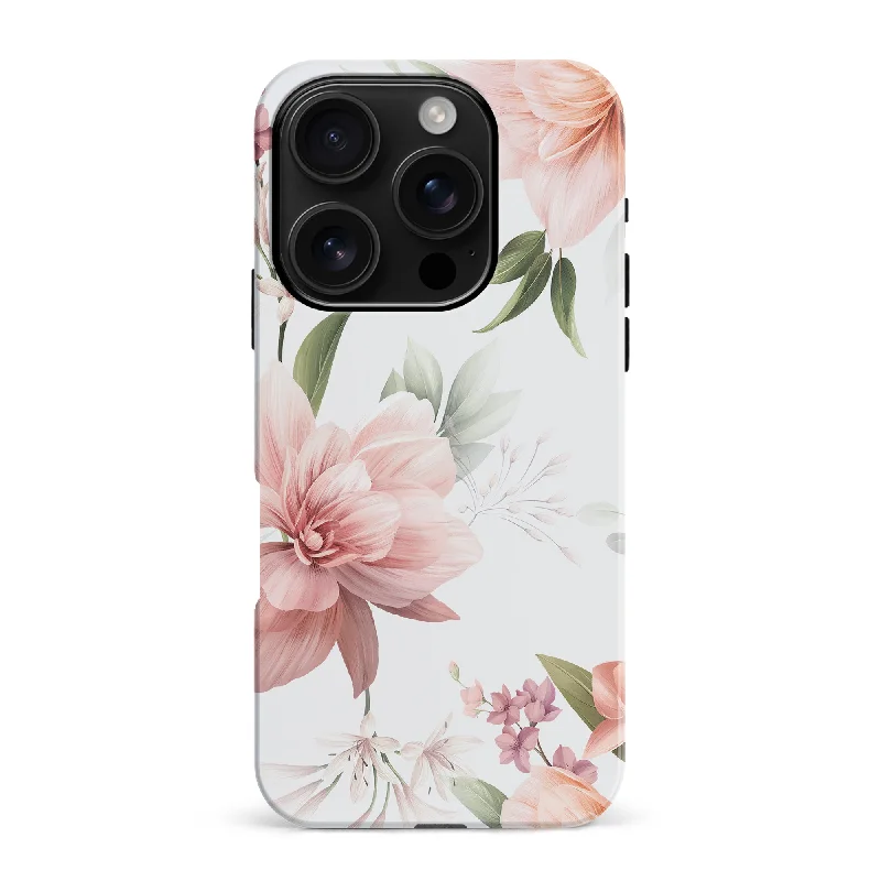 Peonies Two Floral Phone Case - White