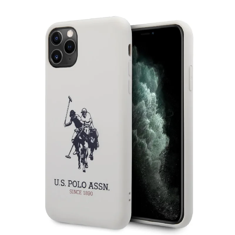 iPhone 11 Pro Max - Silicone White Big Horse Logo Print And Microfiber Interior - U.S. Polo Assn.