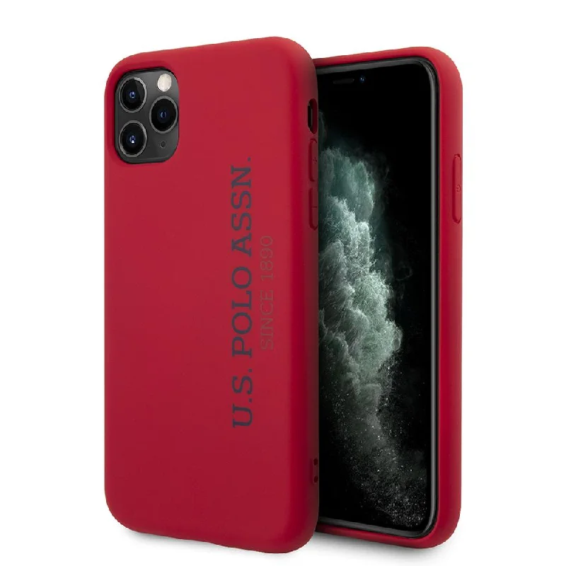 iPhone 11 Pro - Silicone Red Vertical Logo With Microfiber Interior - U.S. Polo Assn.