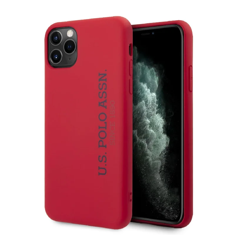 iPhone 11 Pro Max - Silicone Red Vertical Logo With Microfiber Interior - U.S. Polo Assn.