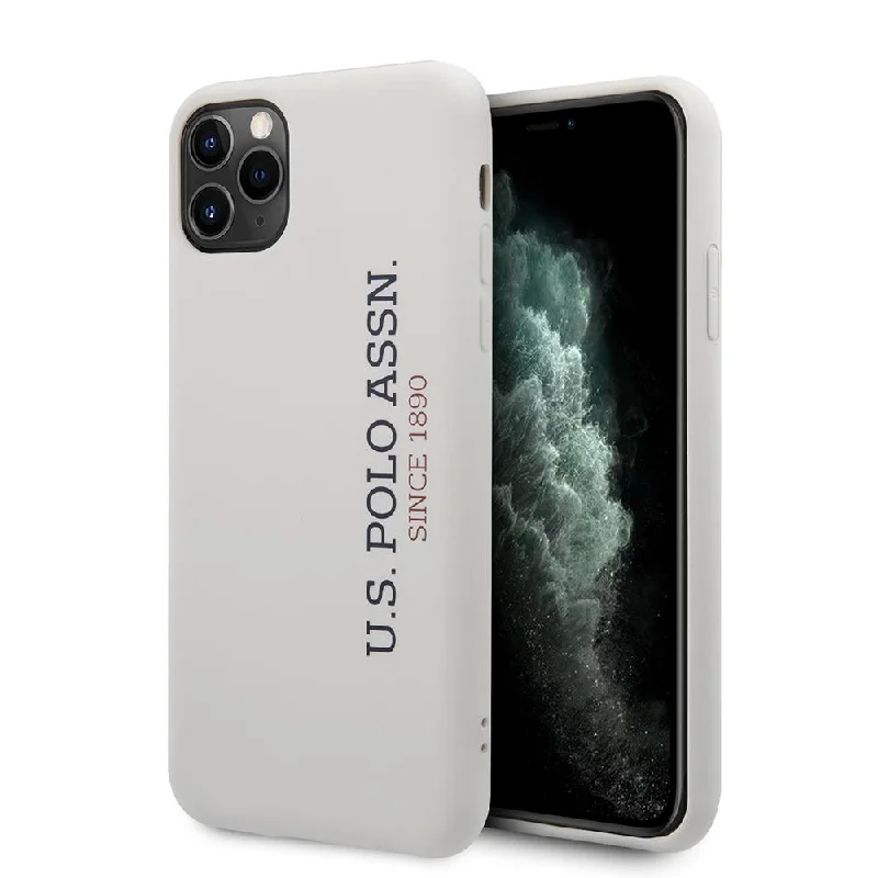 iPhone 11 Pro Max - Silicone White Vertical Logo With Microfiber Interior - U.S. Polo Assn.