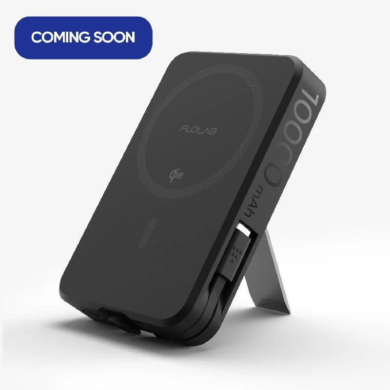 COMING SOON - FLOLAB MagFLO Qi2 15W Wireless Power Bank, 20W PD charging- Kickstand, MagSafe Compatible, Fast Charging, Build in Cable