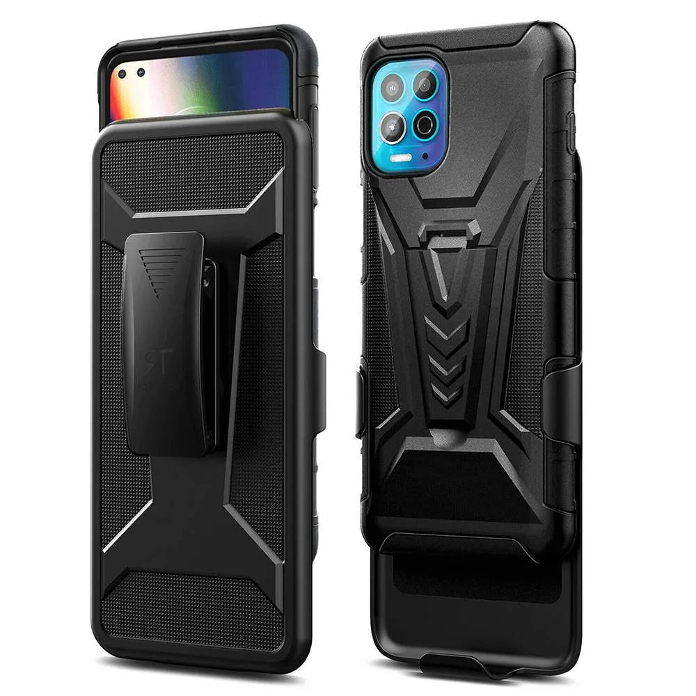 Motorola Moto G100 Dual-Layer Holster Case with Kickstand